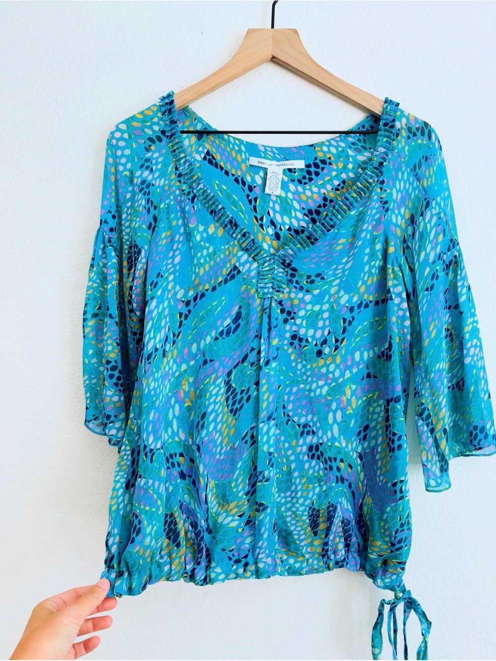 Diane Von Furstenberg 100% Silk Abstract Top